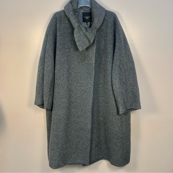 Talbots Bow Neck Wool Alpaca Midi Length Coat Cape Wrap Front - Picture 1 of 16
